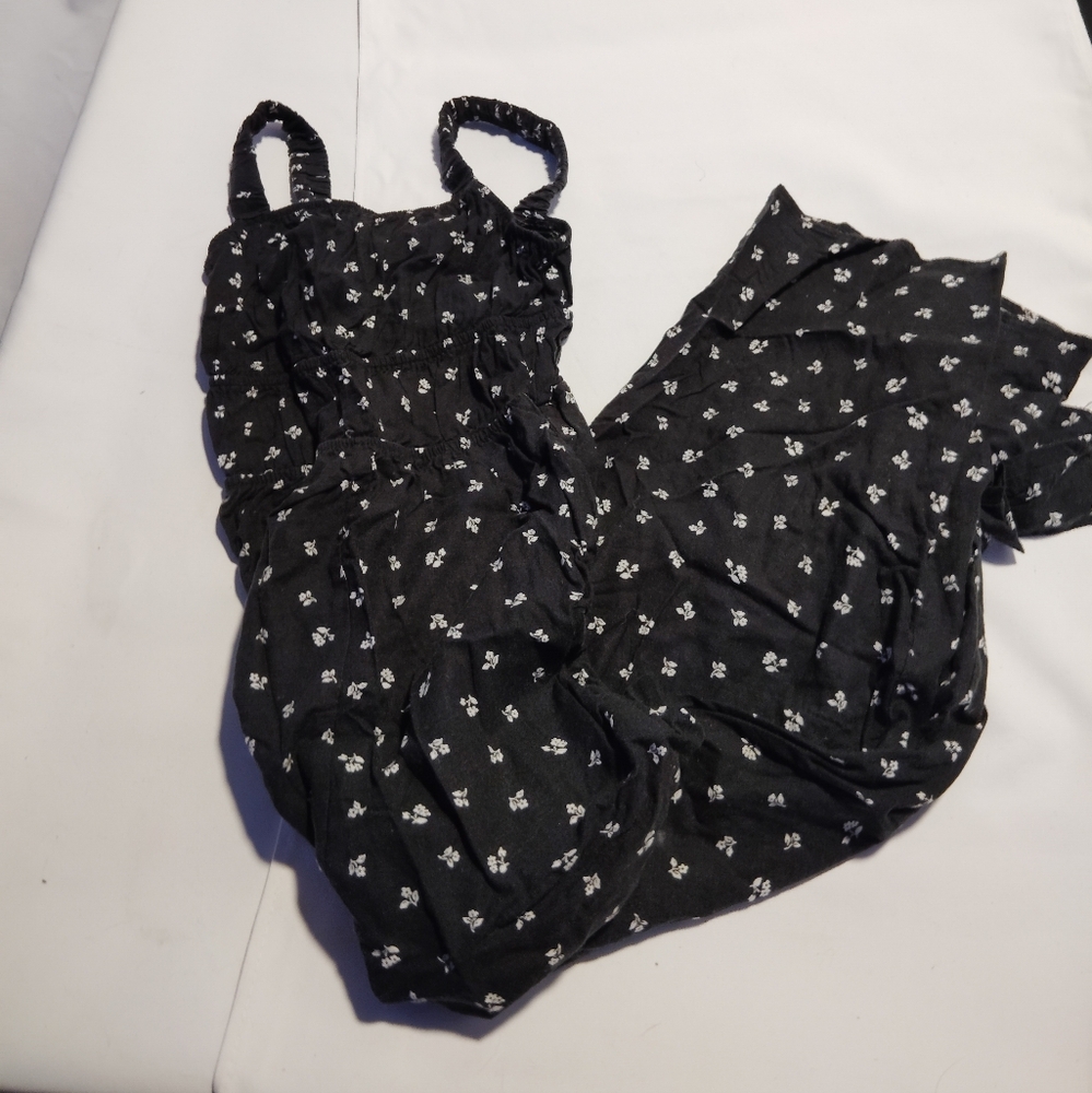 Black and White Floral Overalls